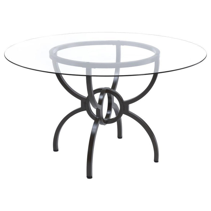 Aviano - Round 5 Piece Dining Set - Gunmetal And Brown