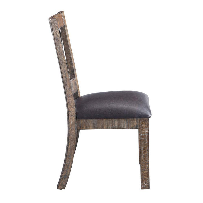 Raphaela - Side Chair (Set of 2) - Black PU & Weathered Cherry Finish Unique Piece Furniture