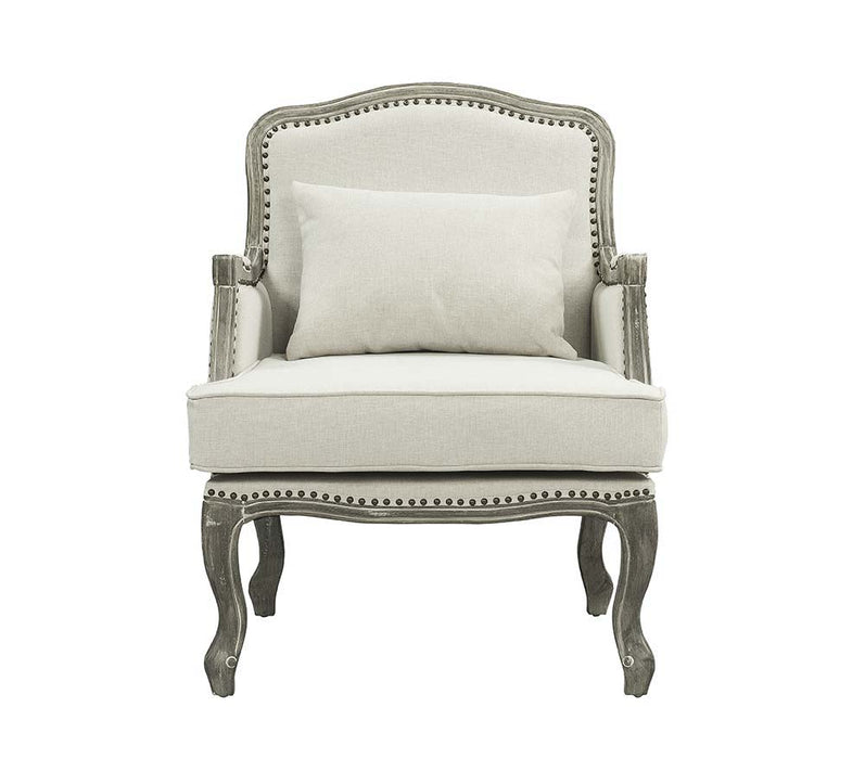 Tania - Chair - Cream Linen & Brown Finish Unique Piece Furniture