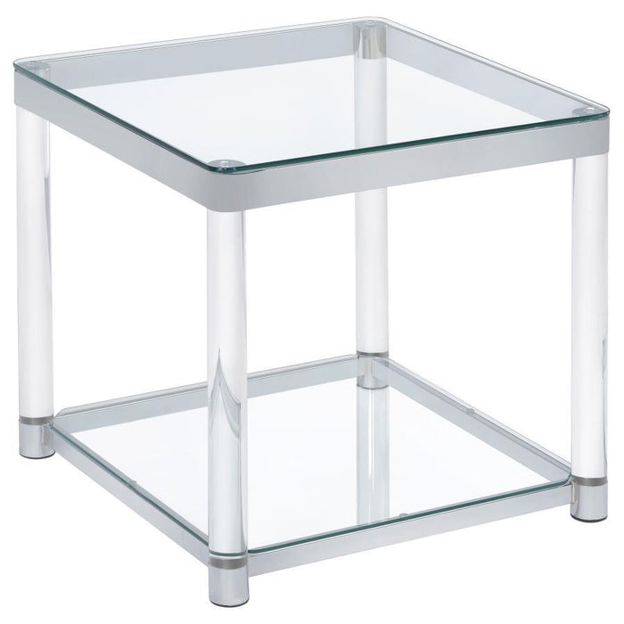 Anne - End Table With Lower Shelf - Chrome And Clear Unique Piece Furniture