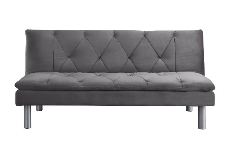 Cilliers - Futon - Gray Velvet & Chrome Finish Unique Piece Furniture