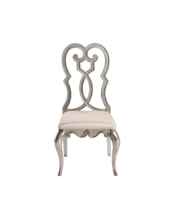 Esteban - Side Chair (Set of 2) - Ivory Velvet & Antique Champagne Finish Unique Piece Furniture