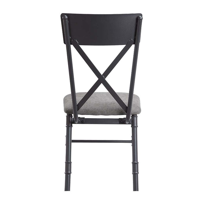 Edina - Side Chair (Set of 2) - Gray Fabric, Oak & Sandy Black Finish Unique Piece Furniture