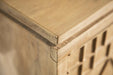Eberto - 2-Door Geometric Accent Cabinet - White Distressed Unique Piece Furniture