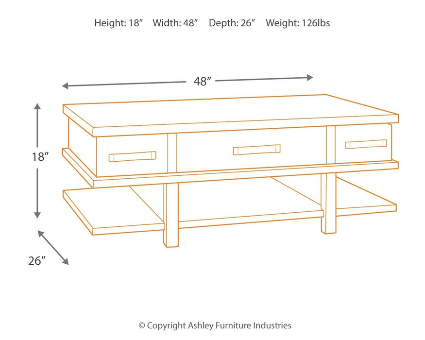 Stanah - Brown / Beige - Lift Top Cocktail Table Unique Piece Furniture