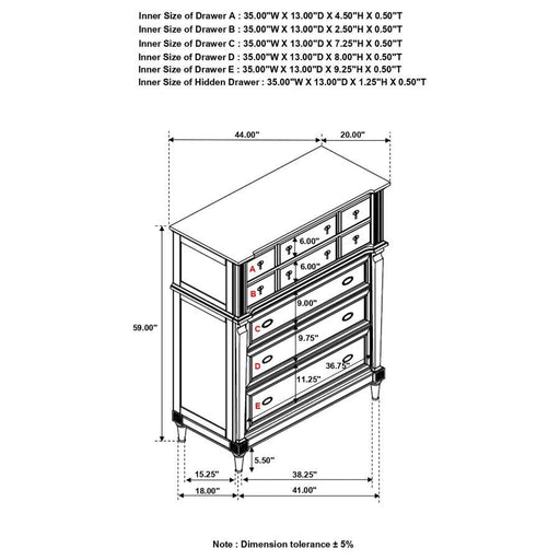 Alderwood - 5-Drawer Chest - French Gray Unique Piece Furniture