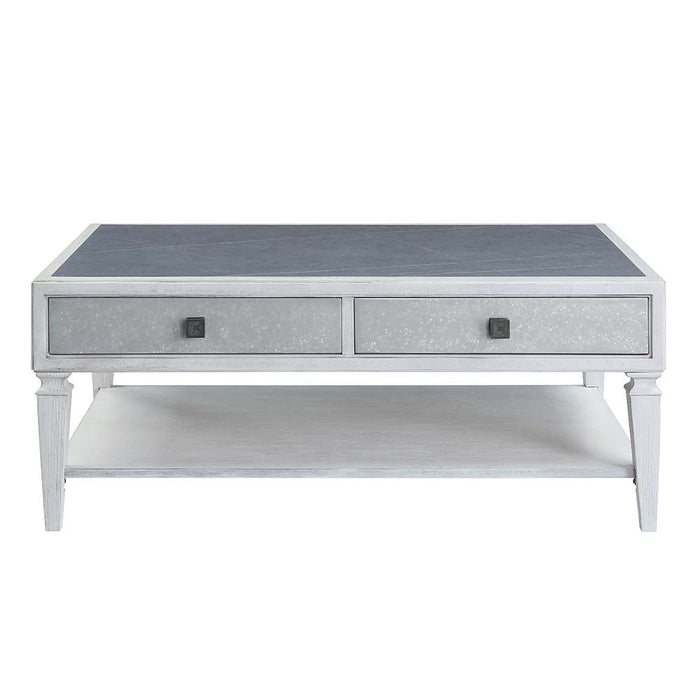 Katia - Coffee Table - Rustic Gray & Weathered White Finish Unique Piece Furniture