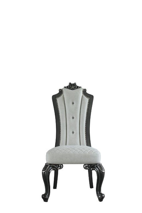 House - Delphine - Side Chair (Set of 2) - Two Tone Ivory Fabric, Beige PU & Charcoal Finish Unique Piece Furniture
