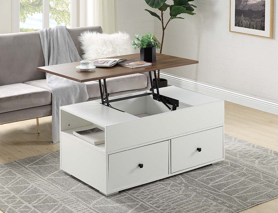 Readen - Coffee Table - White & Walnut Finish Unique Piece Furniture
