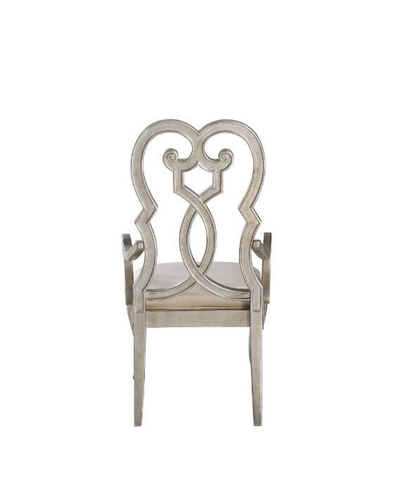 Esteban - Chair (Set of 2) - Ivory Velvet & Antique Champagne Finish Unique Piece Furniture